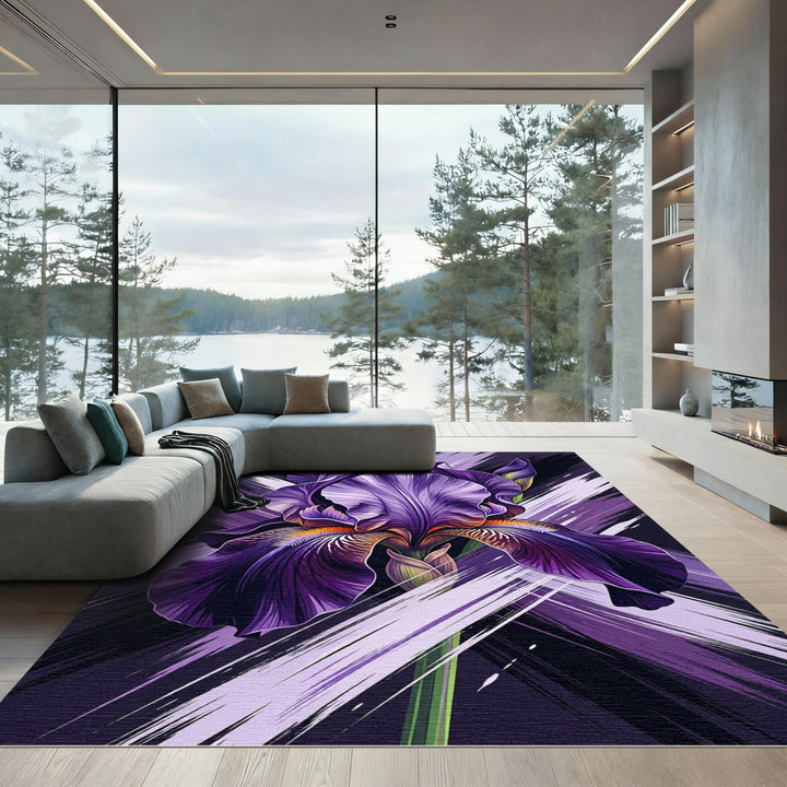 Dramatic purple iris abstract Rug