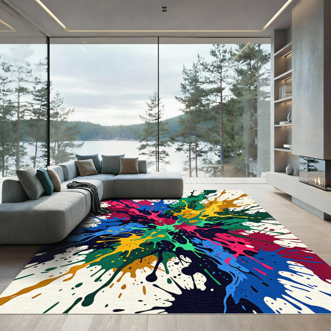 Vibrant Splatter Art Explosion Rug