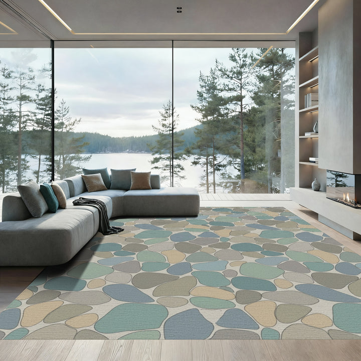 Coastal Pebble Patchwork Arrangement Rug