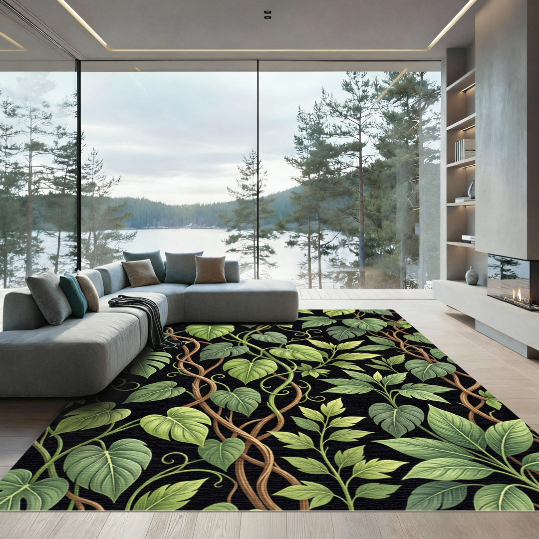 Vibrant Verdant Botanical Vines Rug