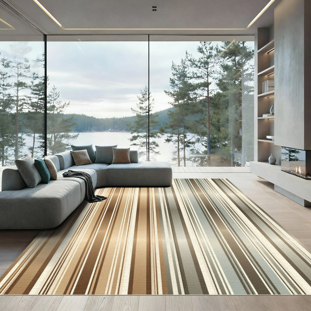 Warm Metallic Stripe Area Rug