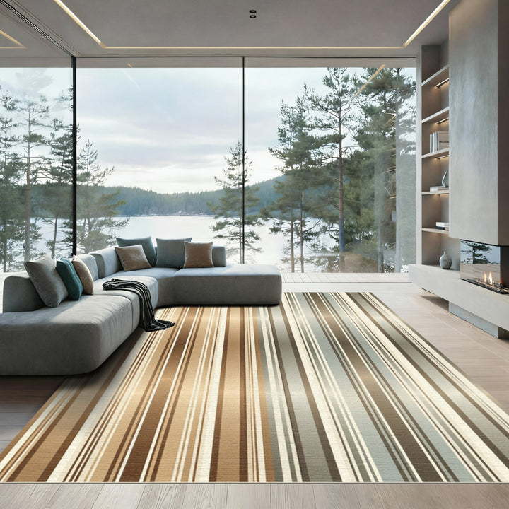 Warm Metallic Stripe Area Rug