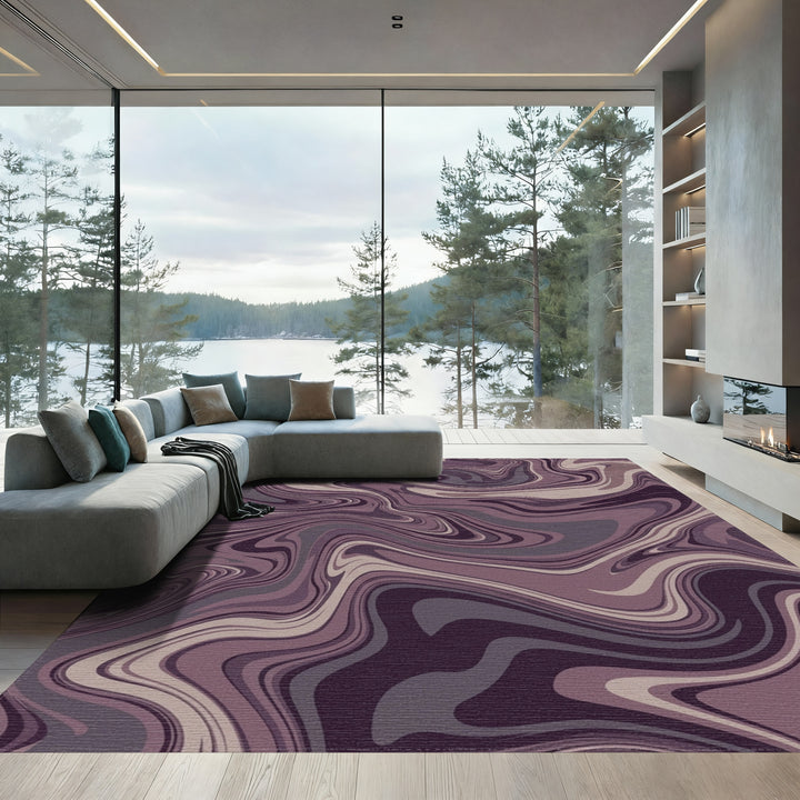 Amethyst Swirl Marble Abstract Rug