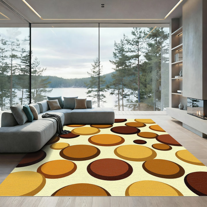 Retro Mid Century Earth Tone Circles Rug