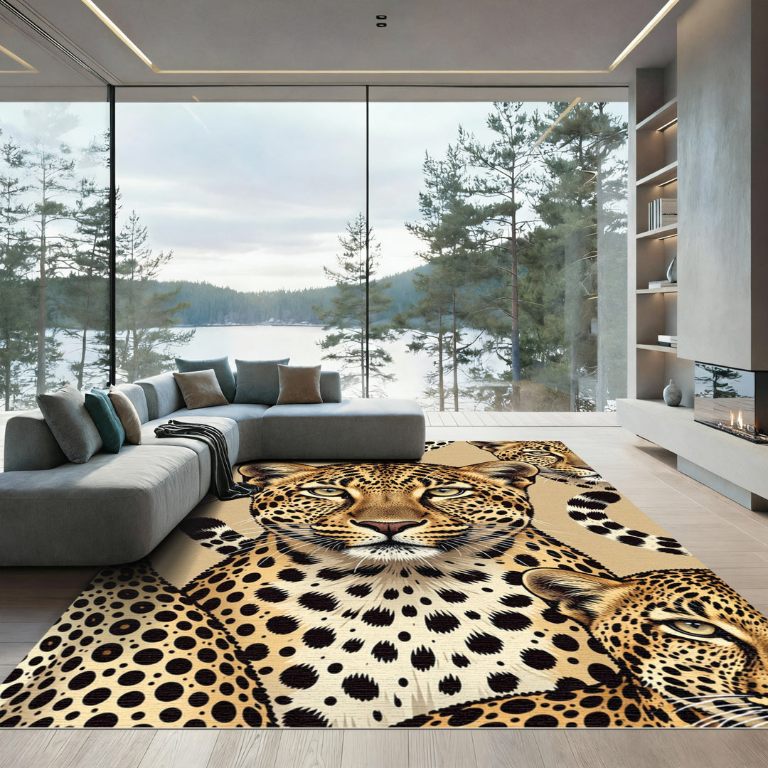 Leopard Spot Wildlife Portrait Rug