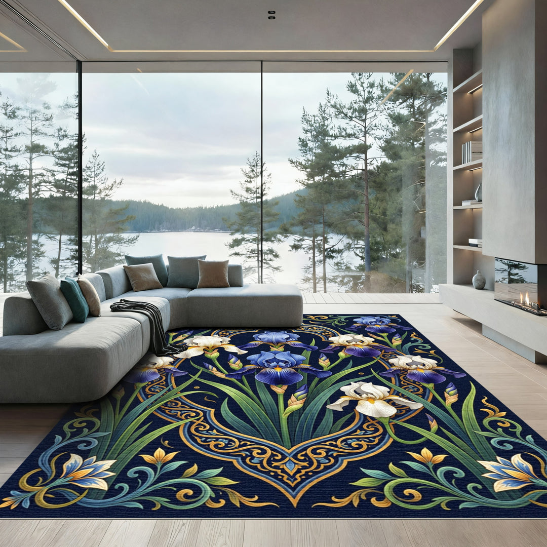Elegant Blue Iris Persian Rug