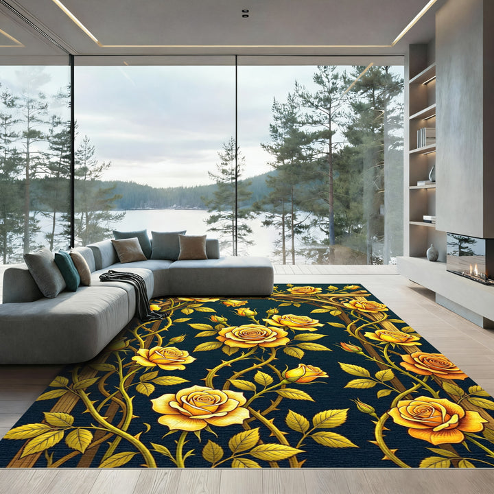 Golden Rose Trellis Garland Rug