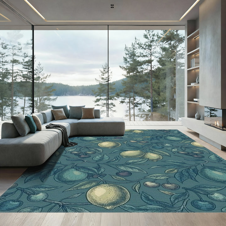 Vintage Lemon Cherry Branch Wallpaper Rug