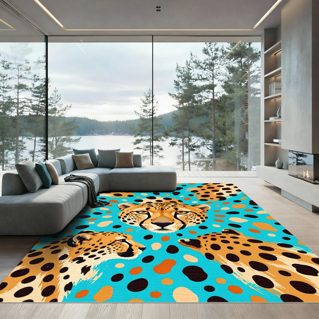 Vibrant Cheetah Spots Abstract Rug