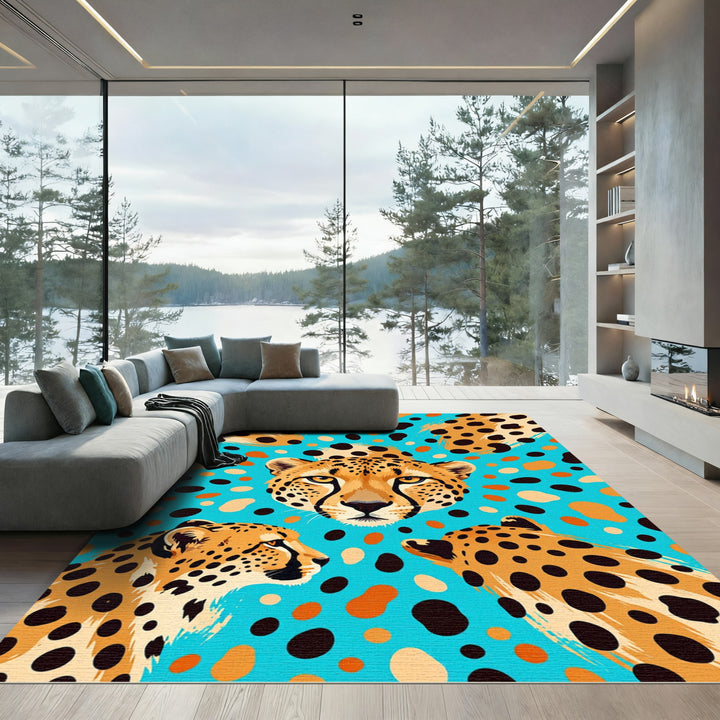 Vibrant Cheetah Spots Abstract Rug
