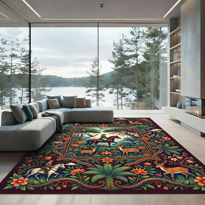 Enchanting Emerald Jungle Animal Rug
