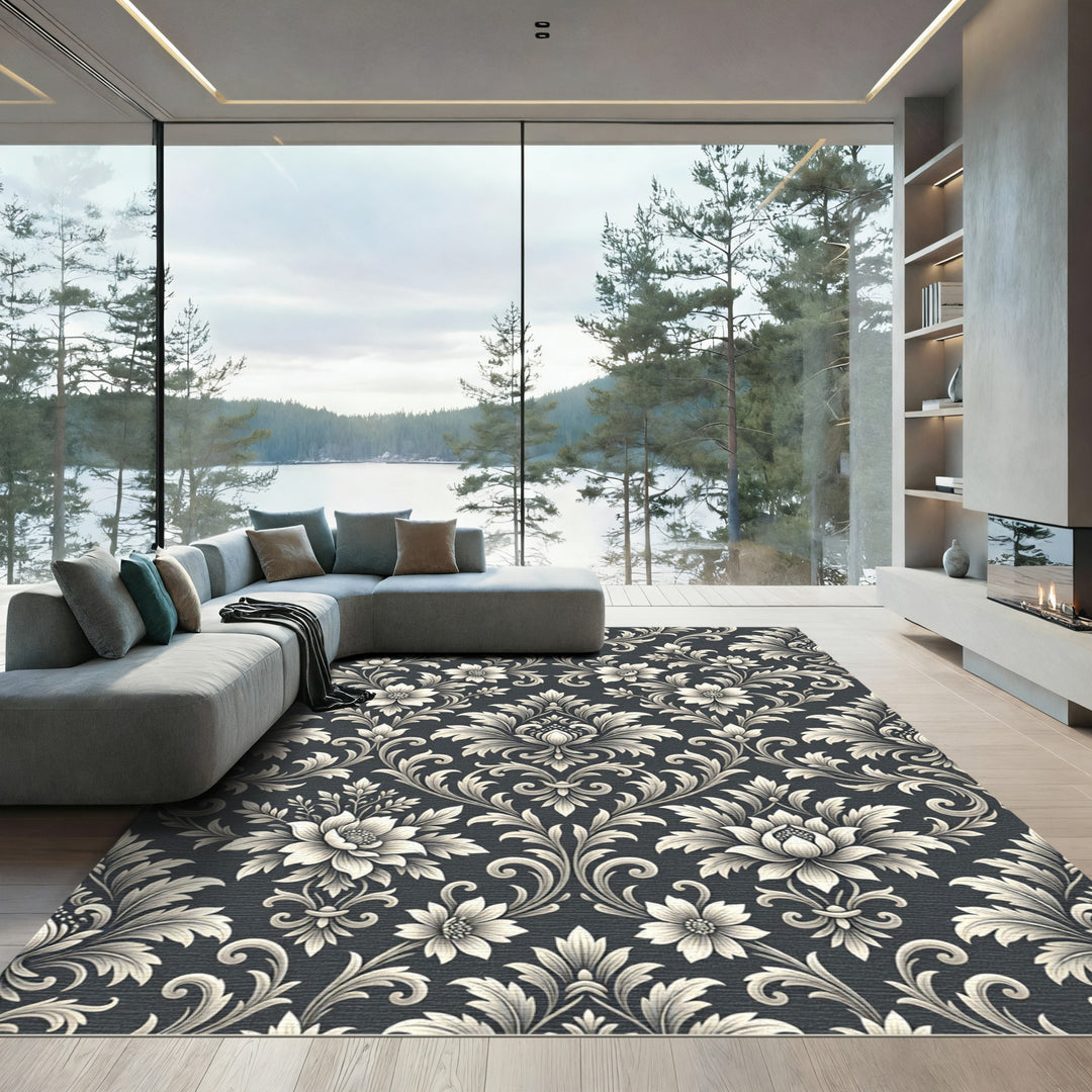 Timeless Cream Floral Damask Rug