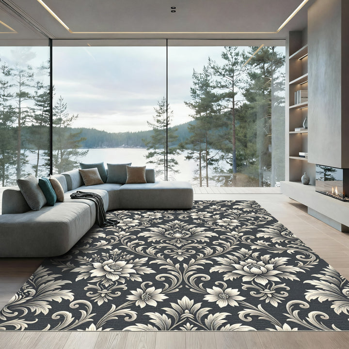 Timeless Cream Floral Damask Rug
