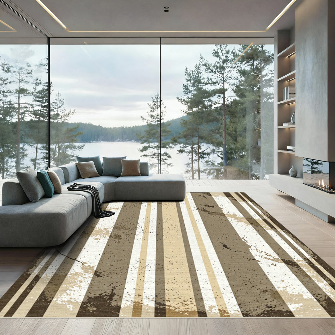 Earthy Tones Splattered Stripe Rug