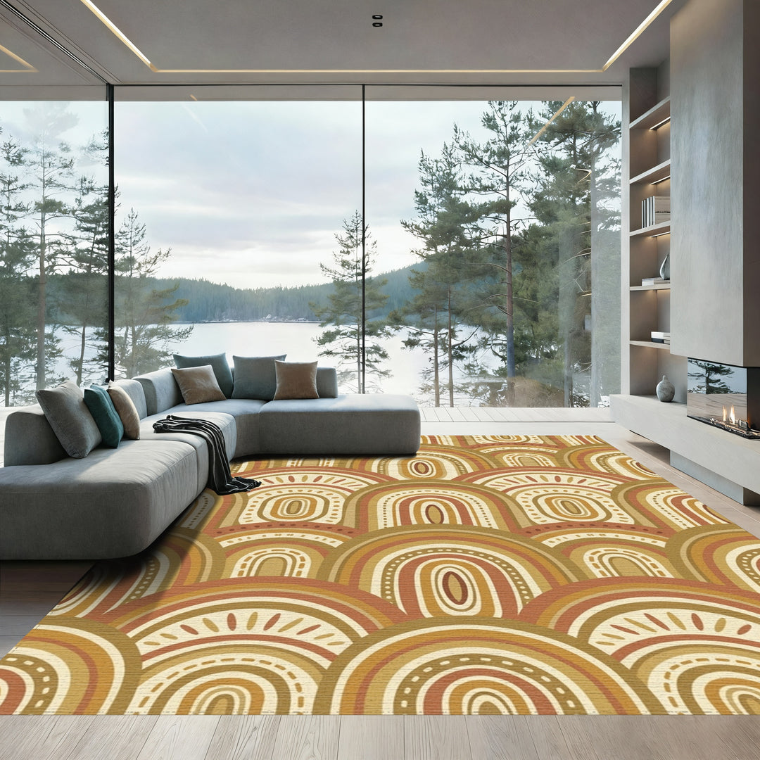 Earthy Boho Rainbow Arch Rug