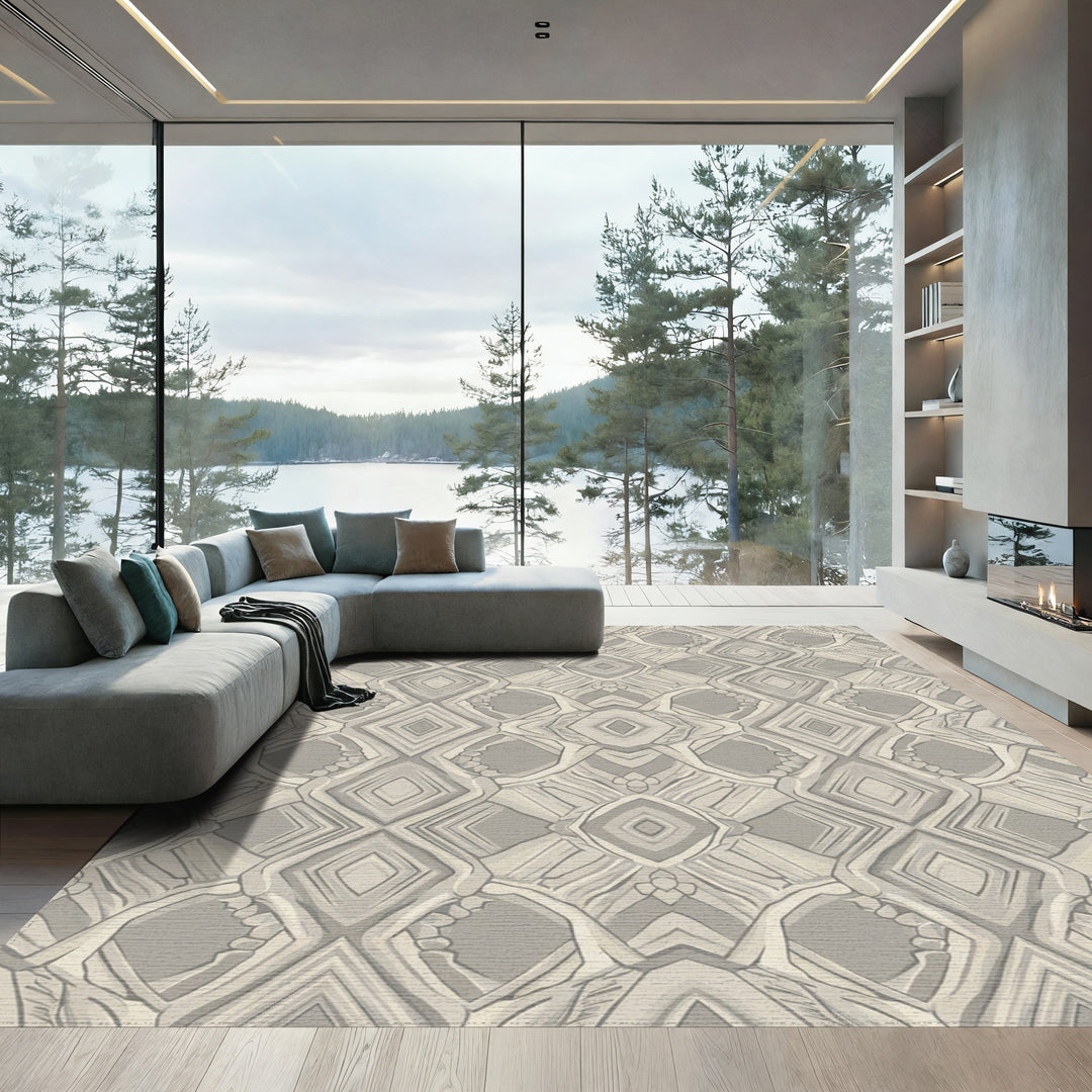Neutral Stone Tribal Diamond Rug