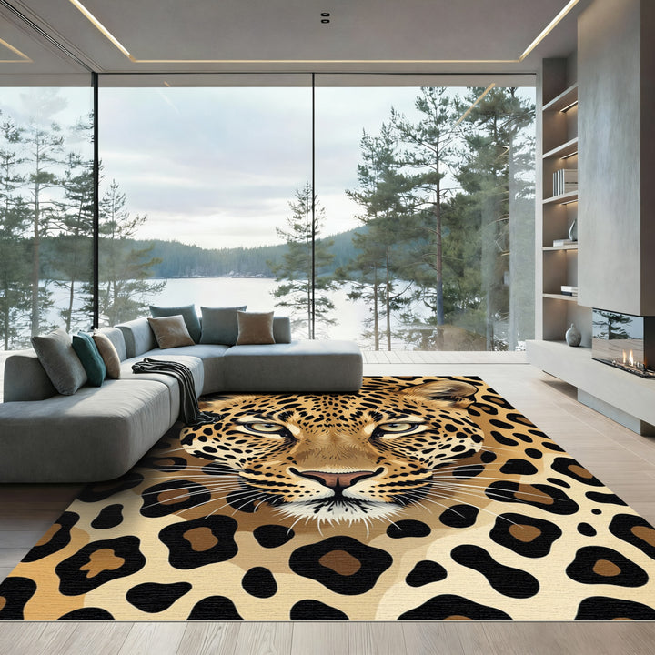 Vibrant Leopard Spots Face Rug