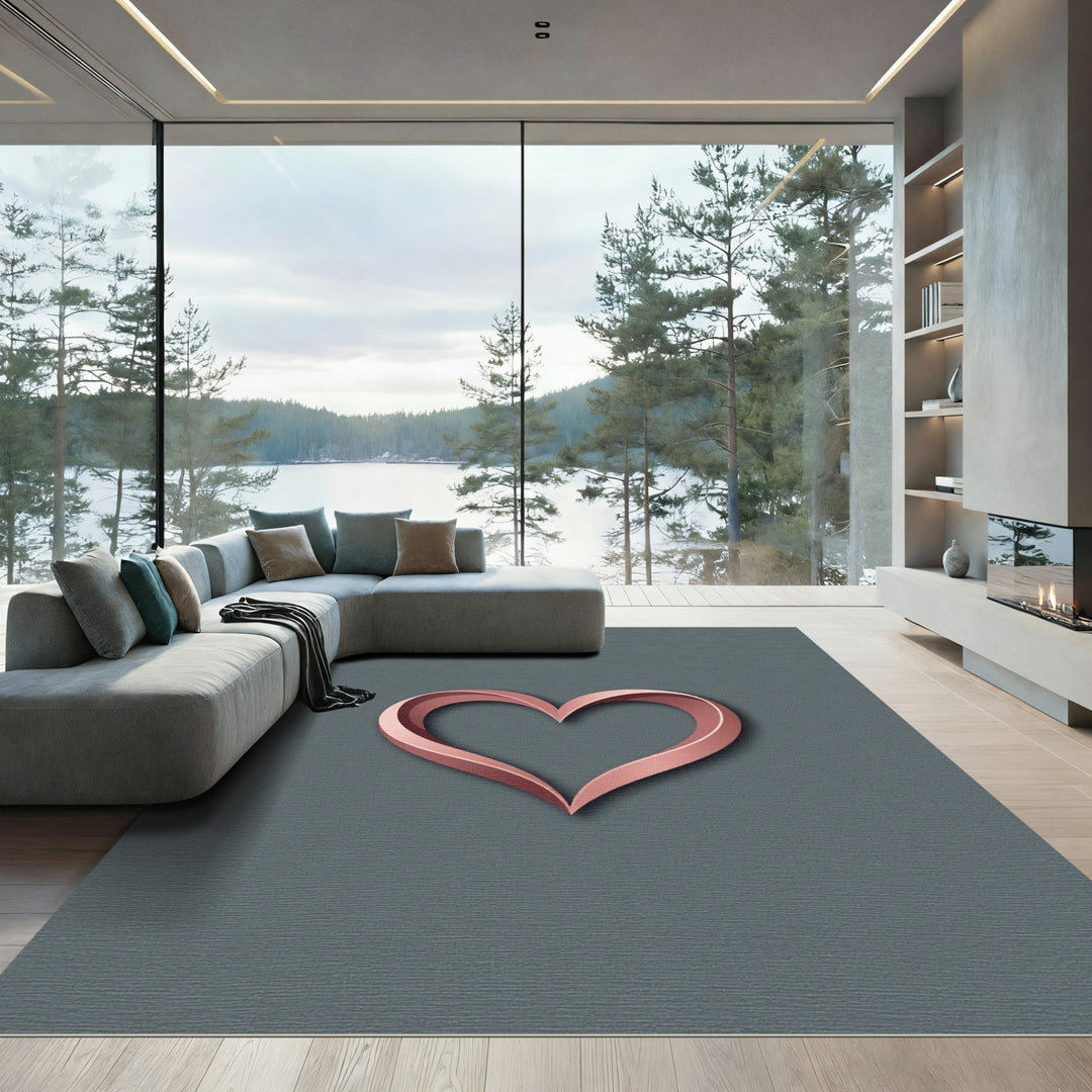 Rose Gold 3D Heart Abstract Rug