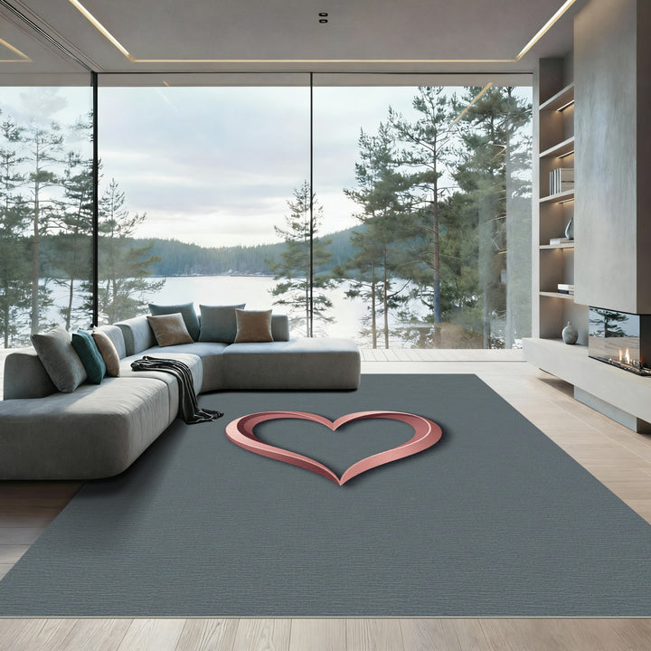 Rose Gold 3D Heart Abstract Rug