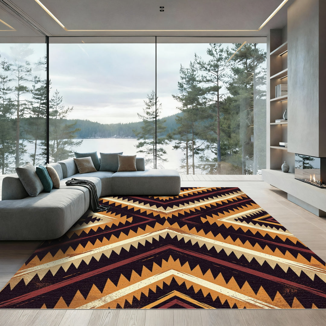 Bold Ethnic Chevron Pattern Rug