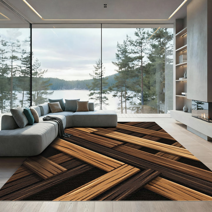 Woven Wood Plank Texture Rug
