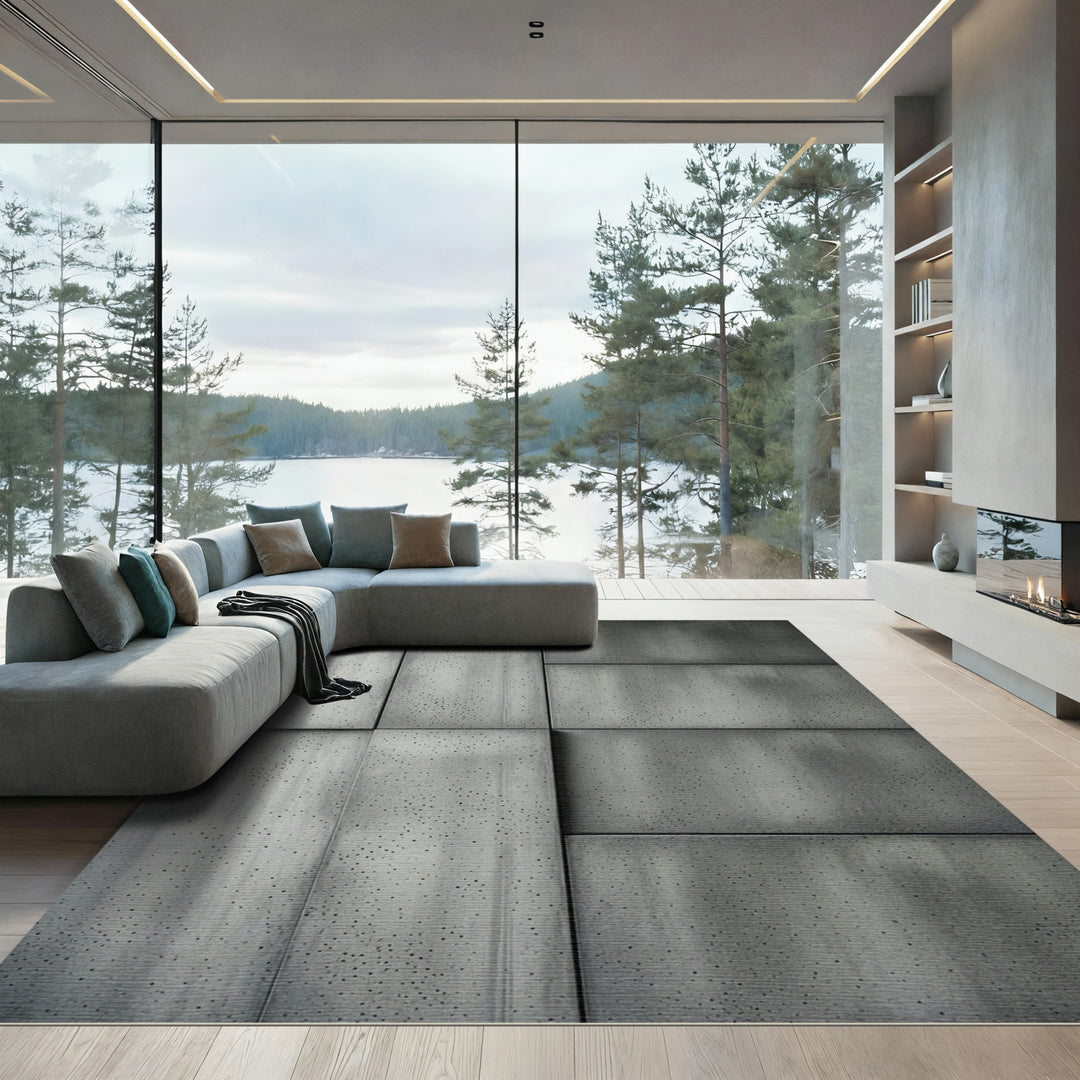 Concrete Grey Speckled Panel Rug