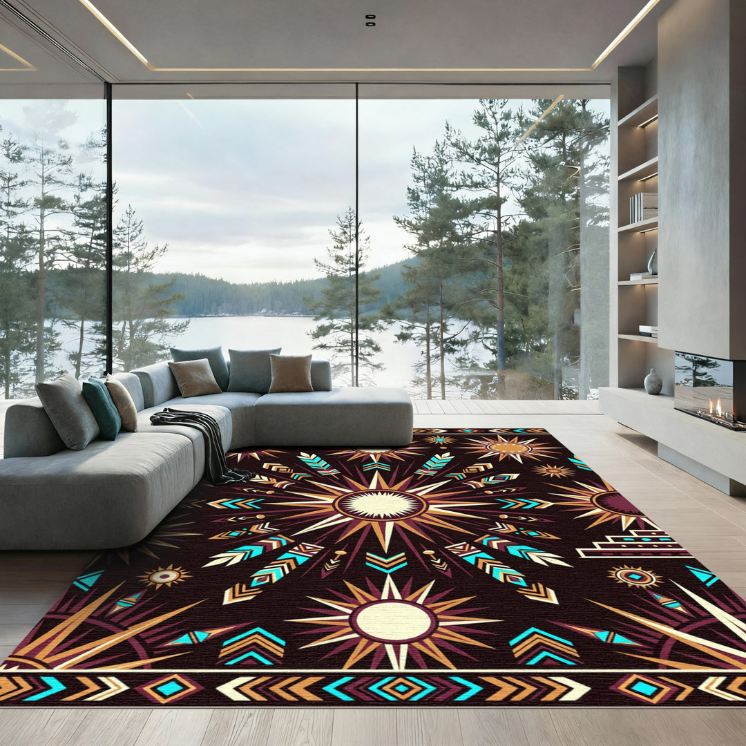 Boho Golden Sun Tribal Rug