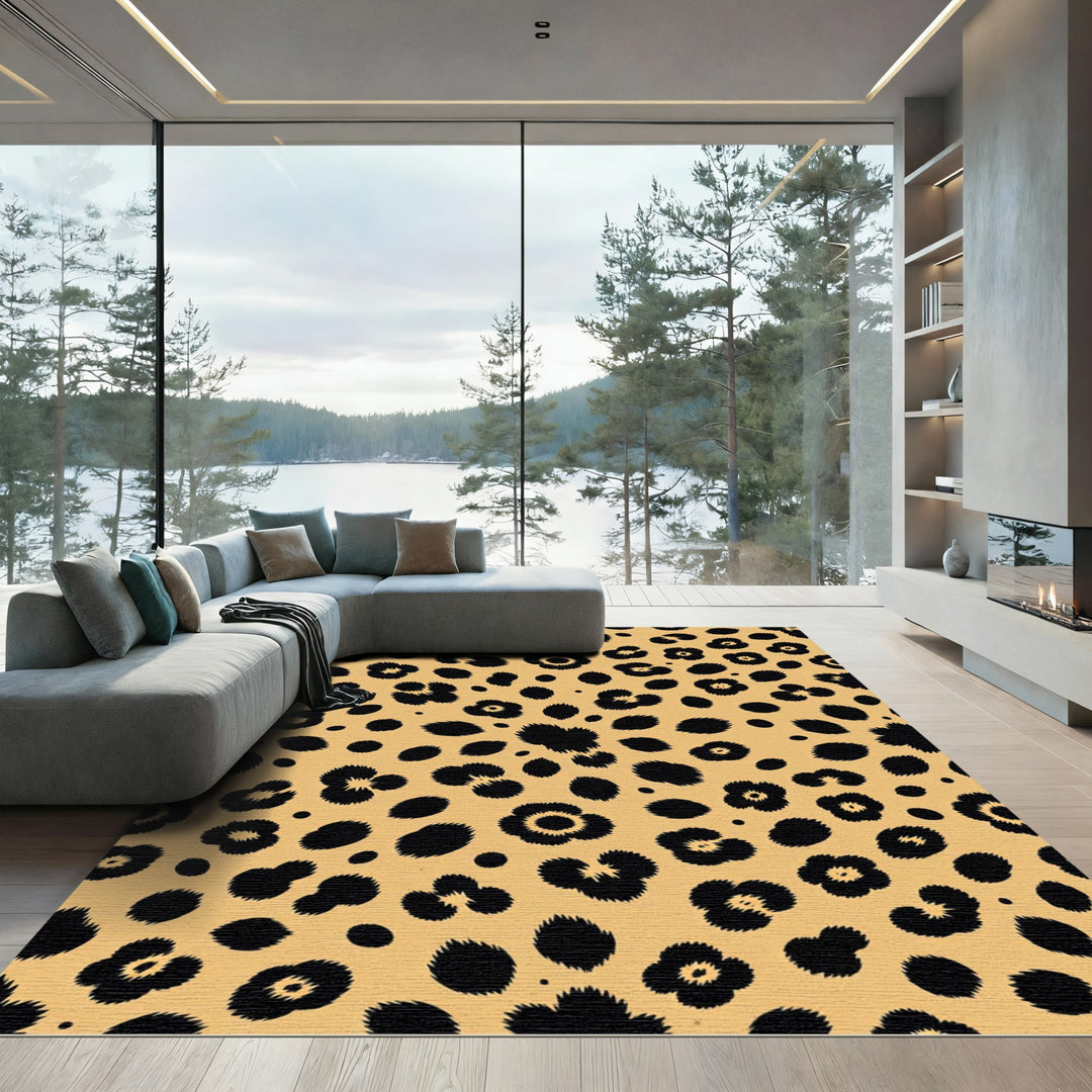 Exotic Black Leopard Spots Rug
