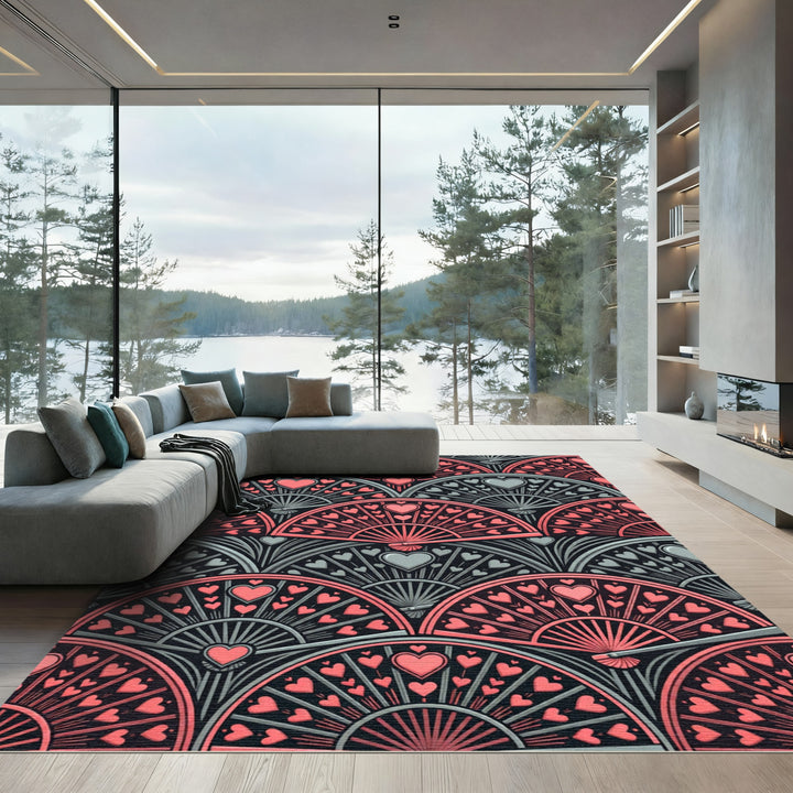 Romantic Hearts Fan Arrangement Rug