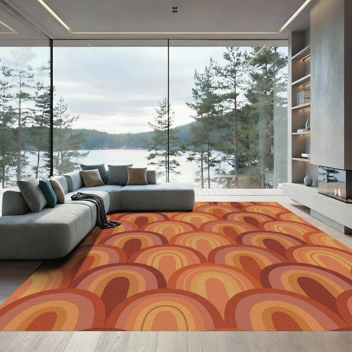 Retro Arch Rainbow Terracotta Rug