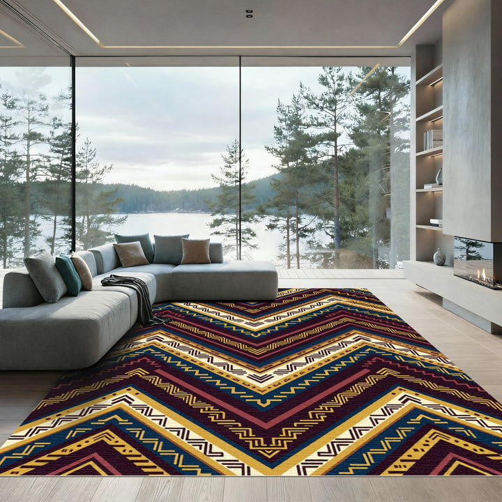 Bold Ethnic Chevron Accents Rug