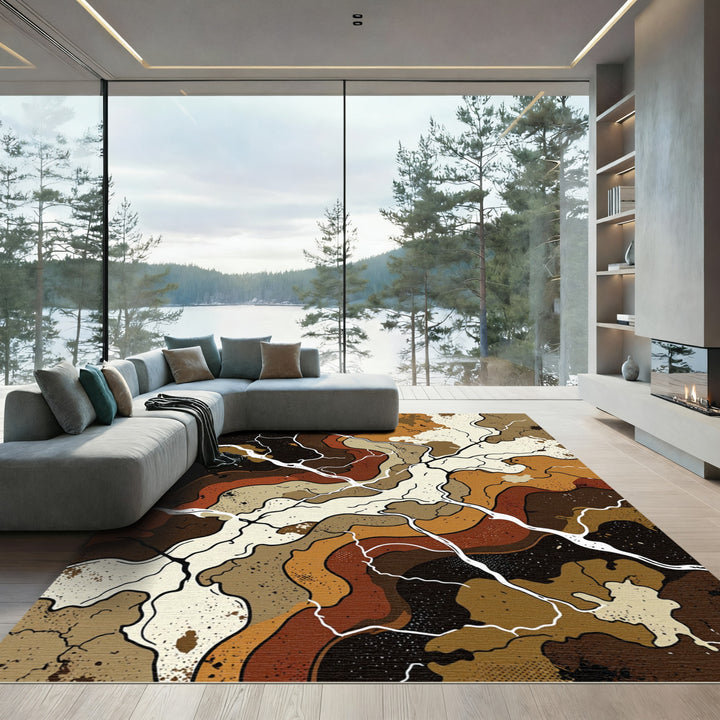 Earthy Tones Organic Lines Rug