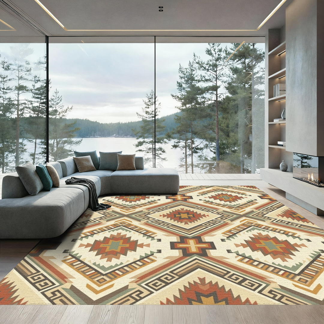 Earthy Southwest Diamond Geometric Rug