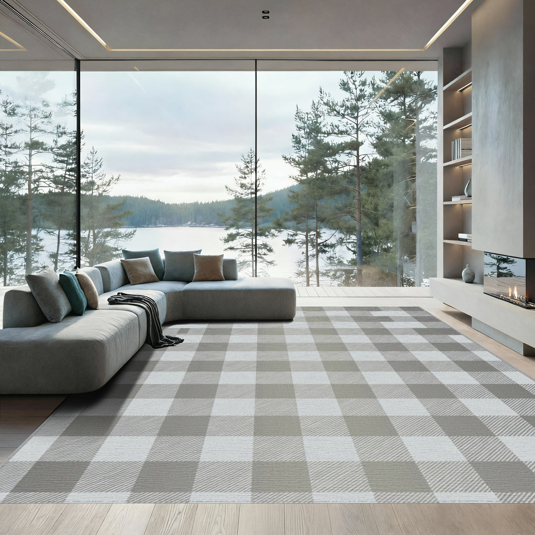 Monochrome Gray Buffalo Check Rug