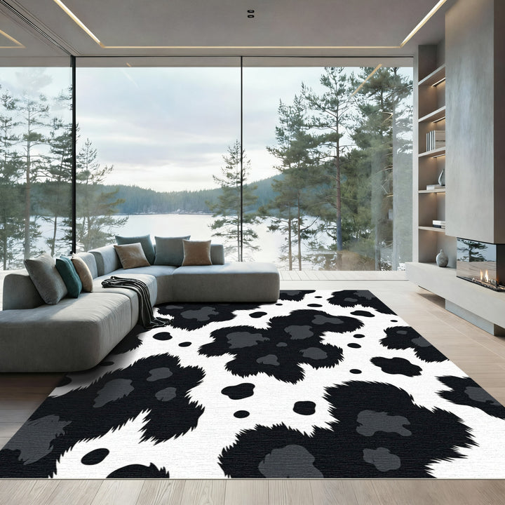 Black White Cow Hide Accent Rug