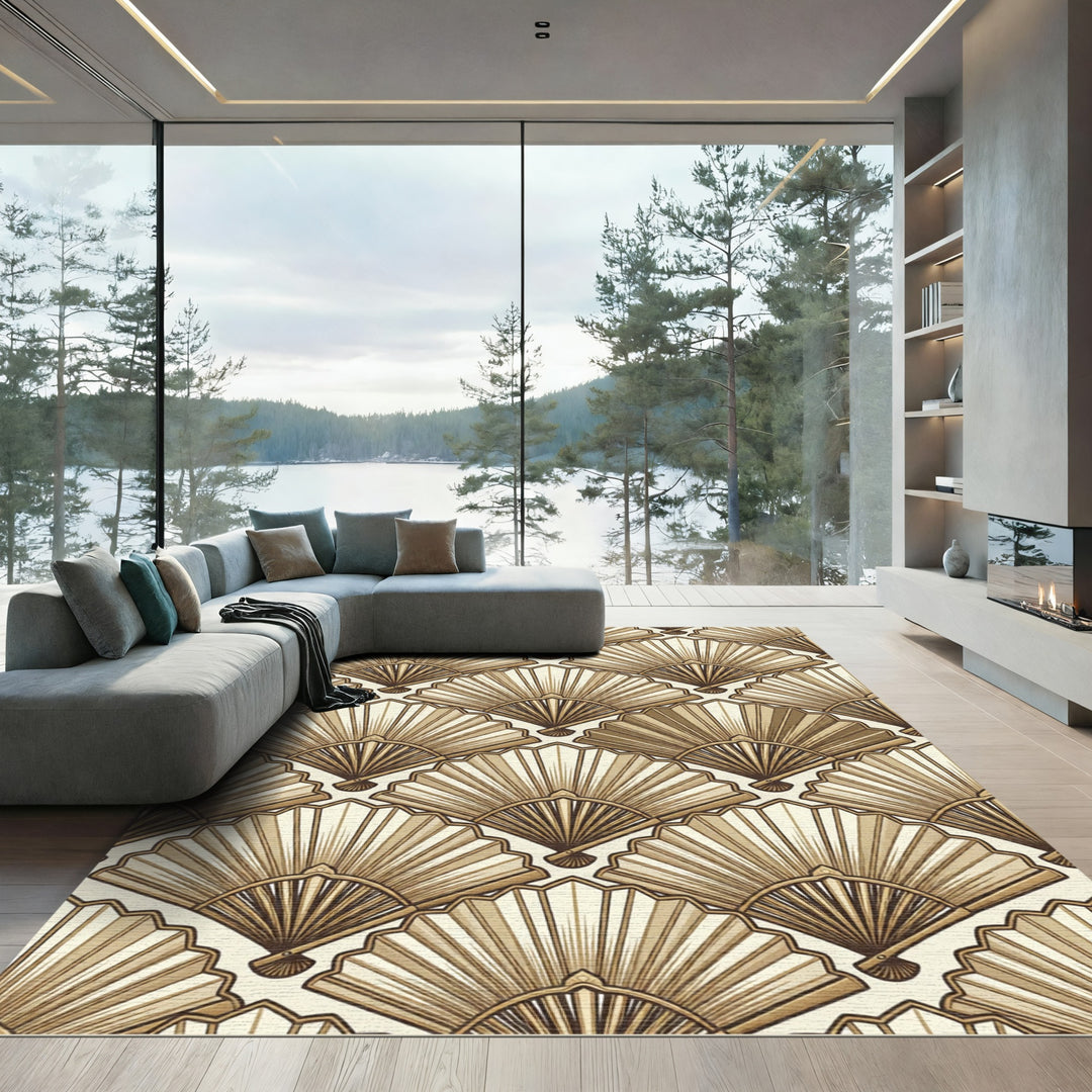 Art Deco Golden Fan Rug Design Rug