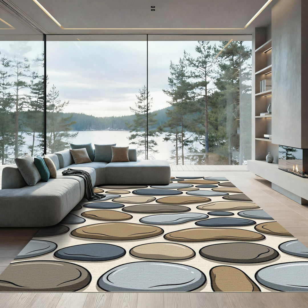 Smooth River Stone Cluster Rug