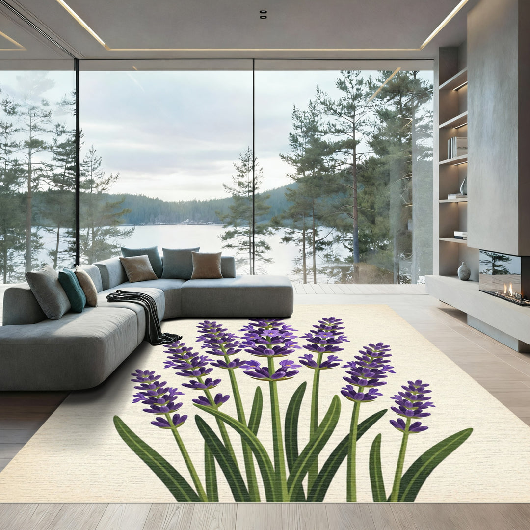 Lavender Blossom Botanical Arrangement Rug