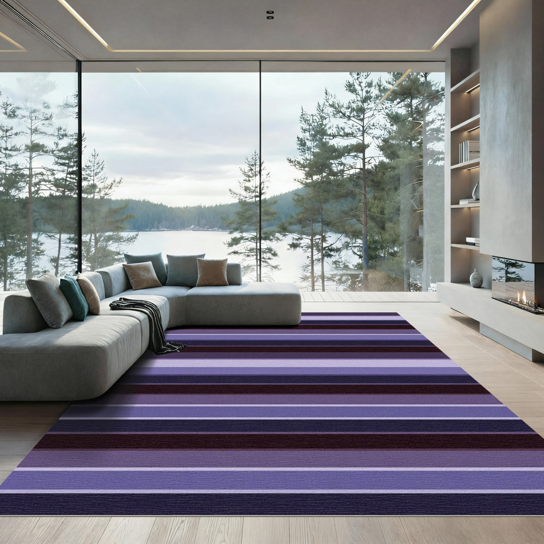 Purple, Blue, and Gray Stripe Rug