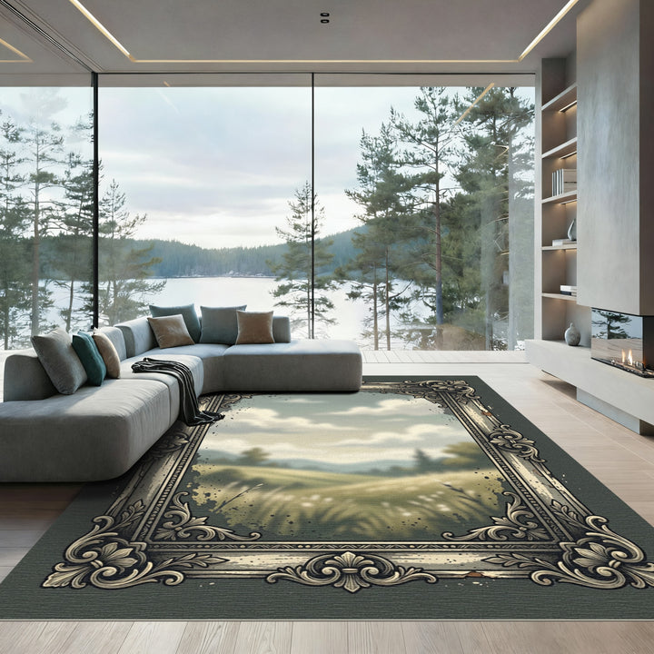 Ornate Vintage Landscape Countryside Rug