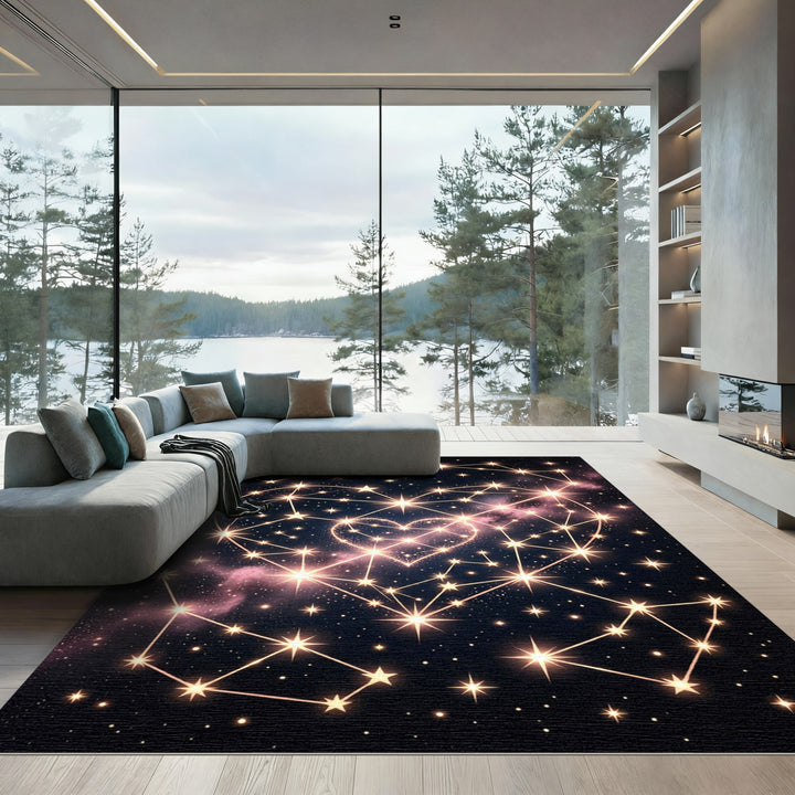 Heart Constellation Starry Night Rug