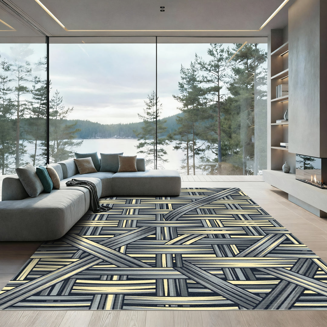 Woven Gray Straw Texture Rug