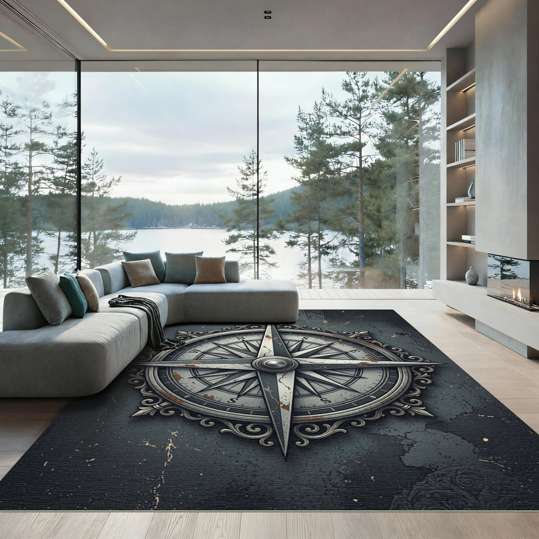 Vintage Compass Rose Ornate Rug