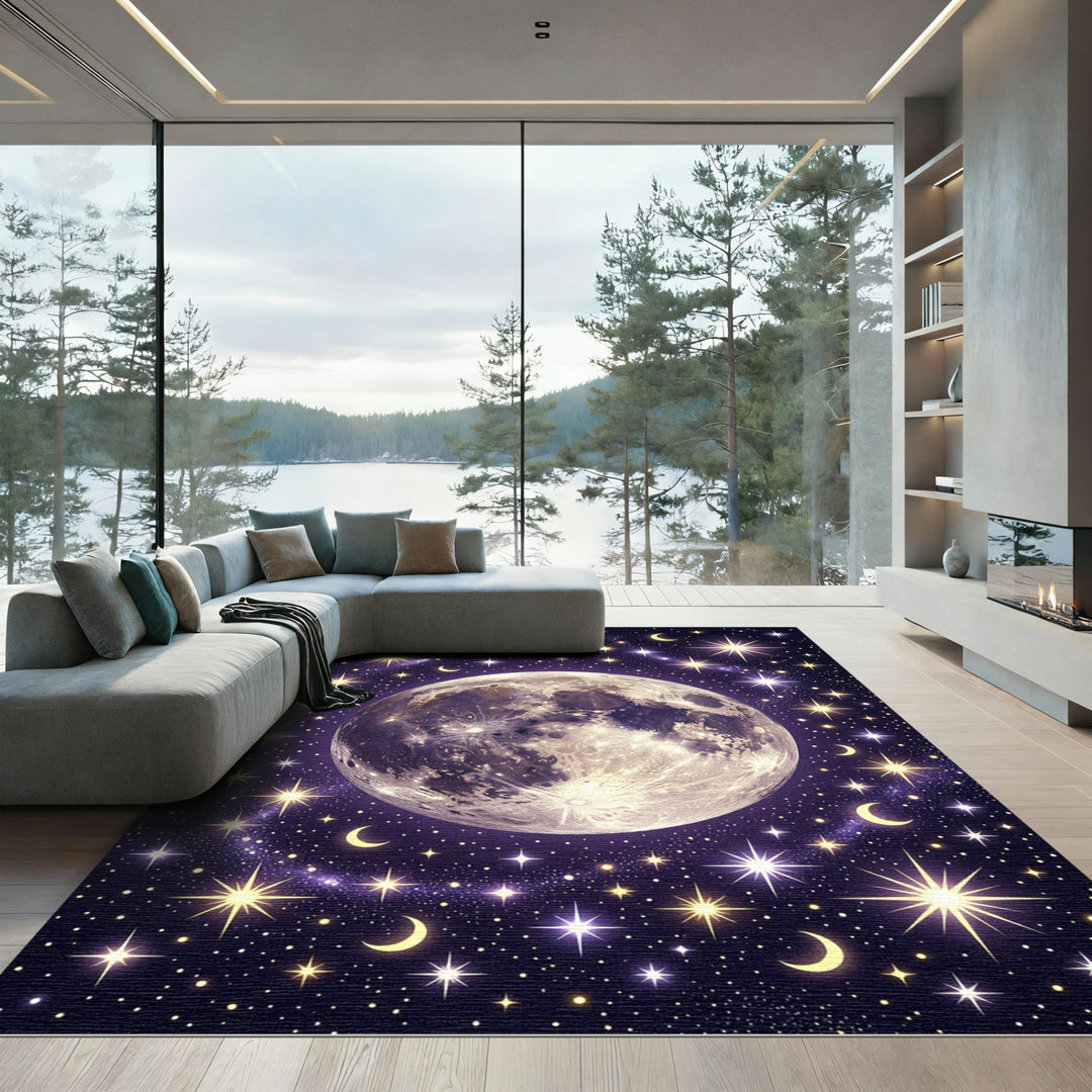 Celestial Moon Starry Night Rug