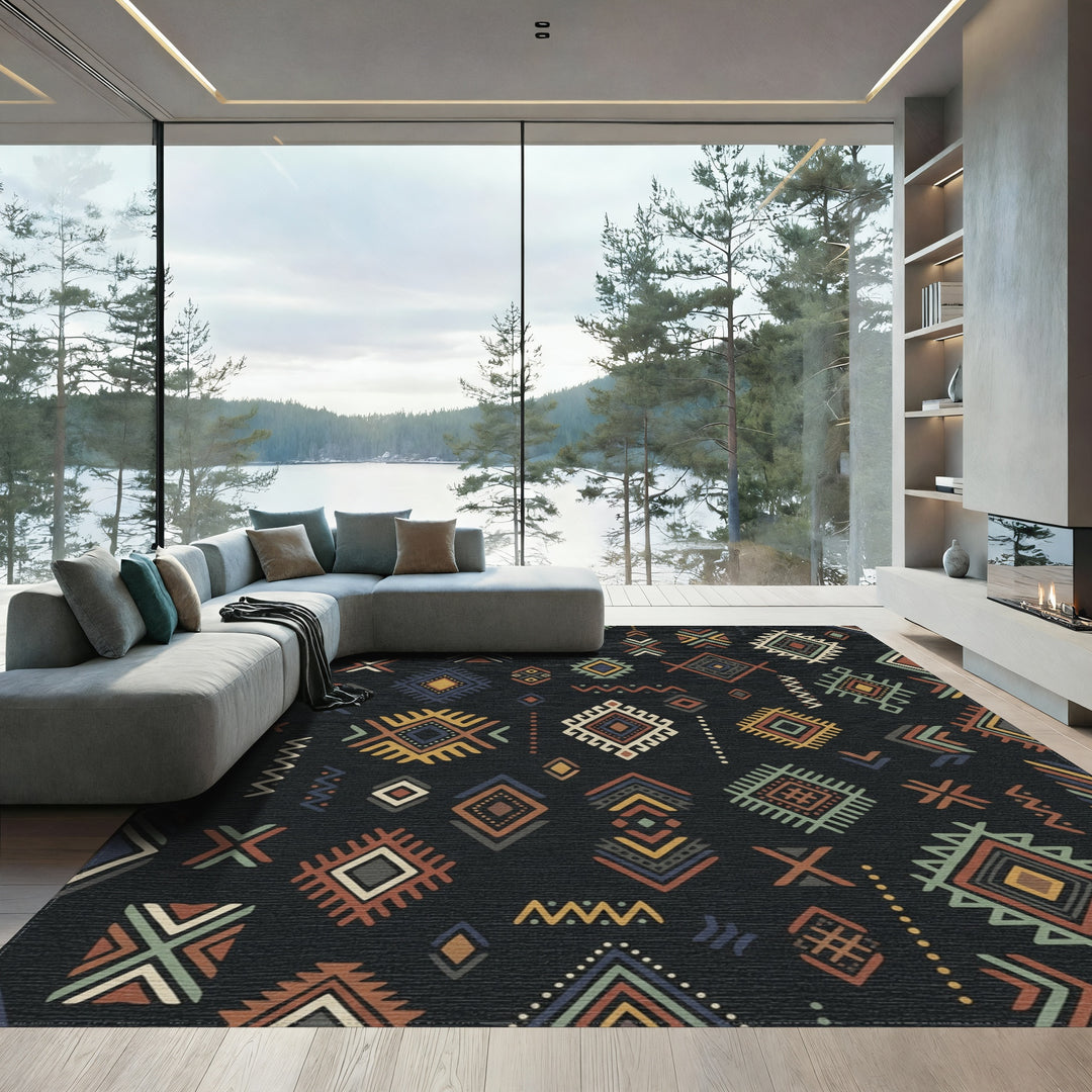 Earthy Diamond Tribal Medallion Rug