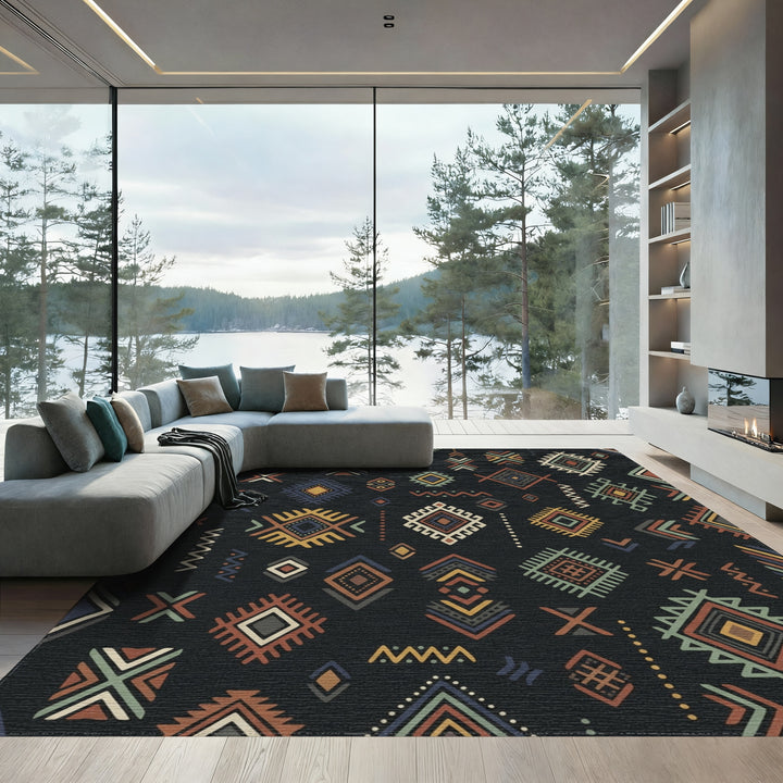 Earthy Diamond Tribal Medallion Rug