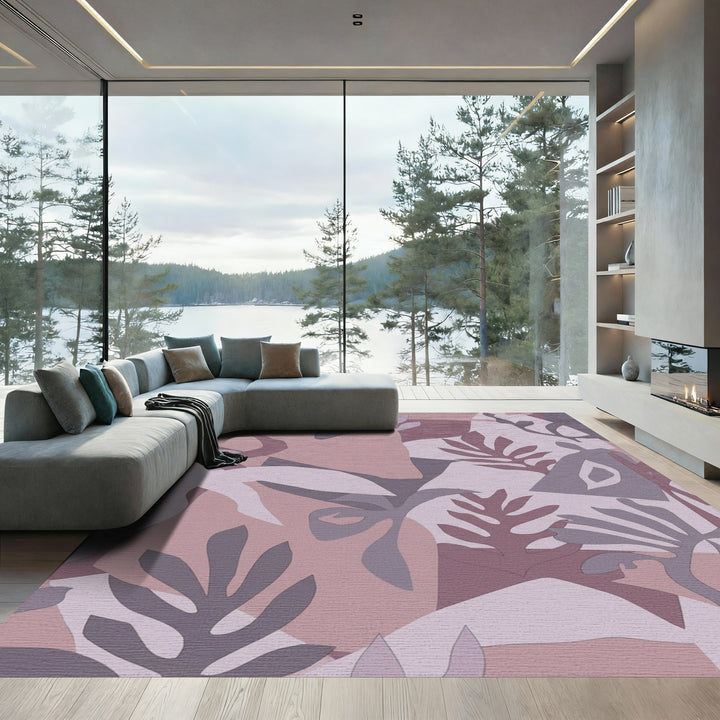 Muted Tones Botanical Cutout Arrangement Rug