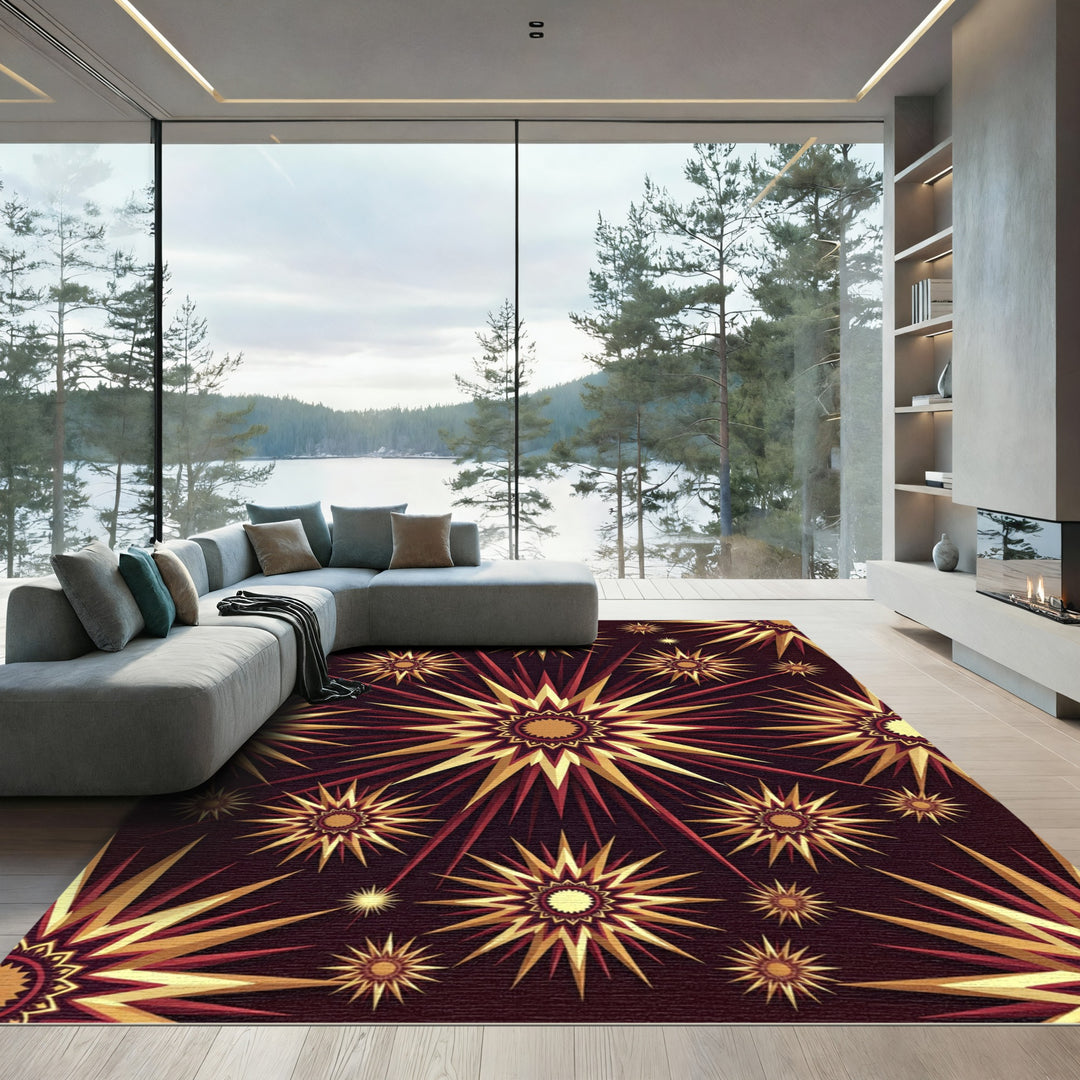 Golden Starburst Sunburst Medallion Rug
