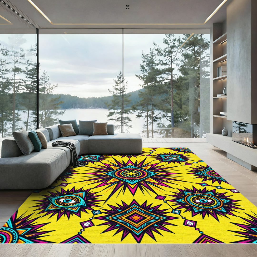 Vibrant Sunburst Eye Geometric Rug