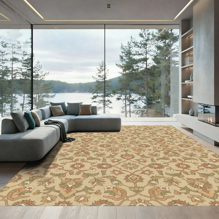 Terracotta Floral Medallion Arrangement Rug